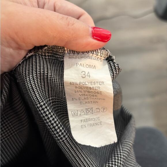 Mademoiselle d Black Houndstooth Print Long Sleeve High Neck Blouse Ruffle Sz 12 - Picture 8 of 8